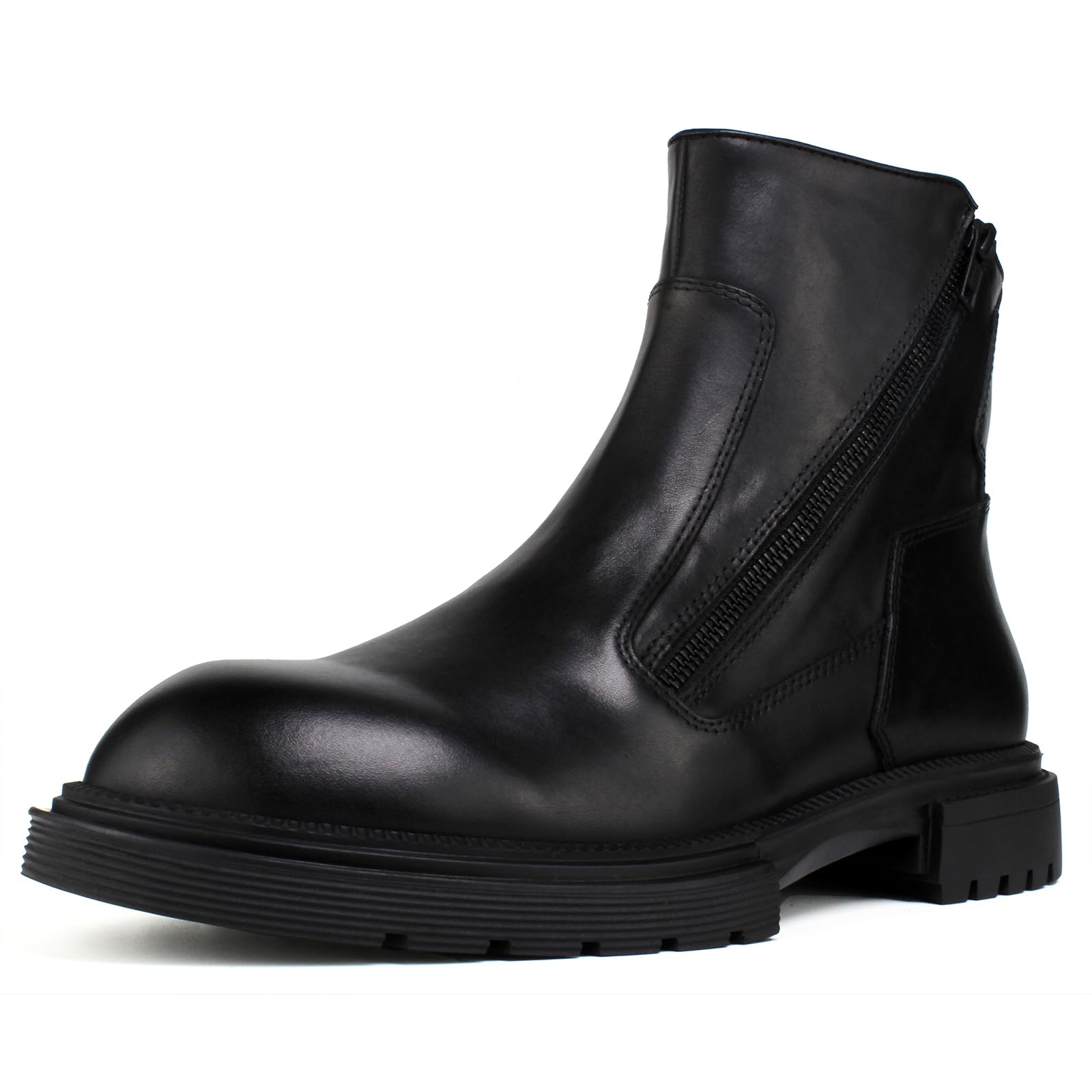 Men's Chelsea Boots with YKK Zipper &amp; Breathable OrthoLite Footbed | Fashion Casual Full-Grain Leather Ankle Boots| Durable Slip-Resistant Rubber Sole for Comfort &amp; Support