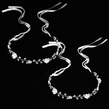 2PCS Flower Hair Accessory,Flower Headpiece, Bridal & Wedding Hair Accessories,First Communion Headpiece for Women,Pearl Headband for Wedding, Birthday, Party