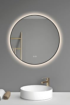 Ak ll  Ayna Buhar Tutmayan 3 Renk Ledli Siyah  er eveli Dekoratif Banyo Duvar Ofis Lavabo Aynas  75 Cm