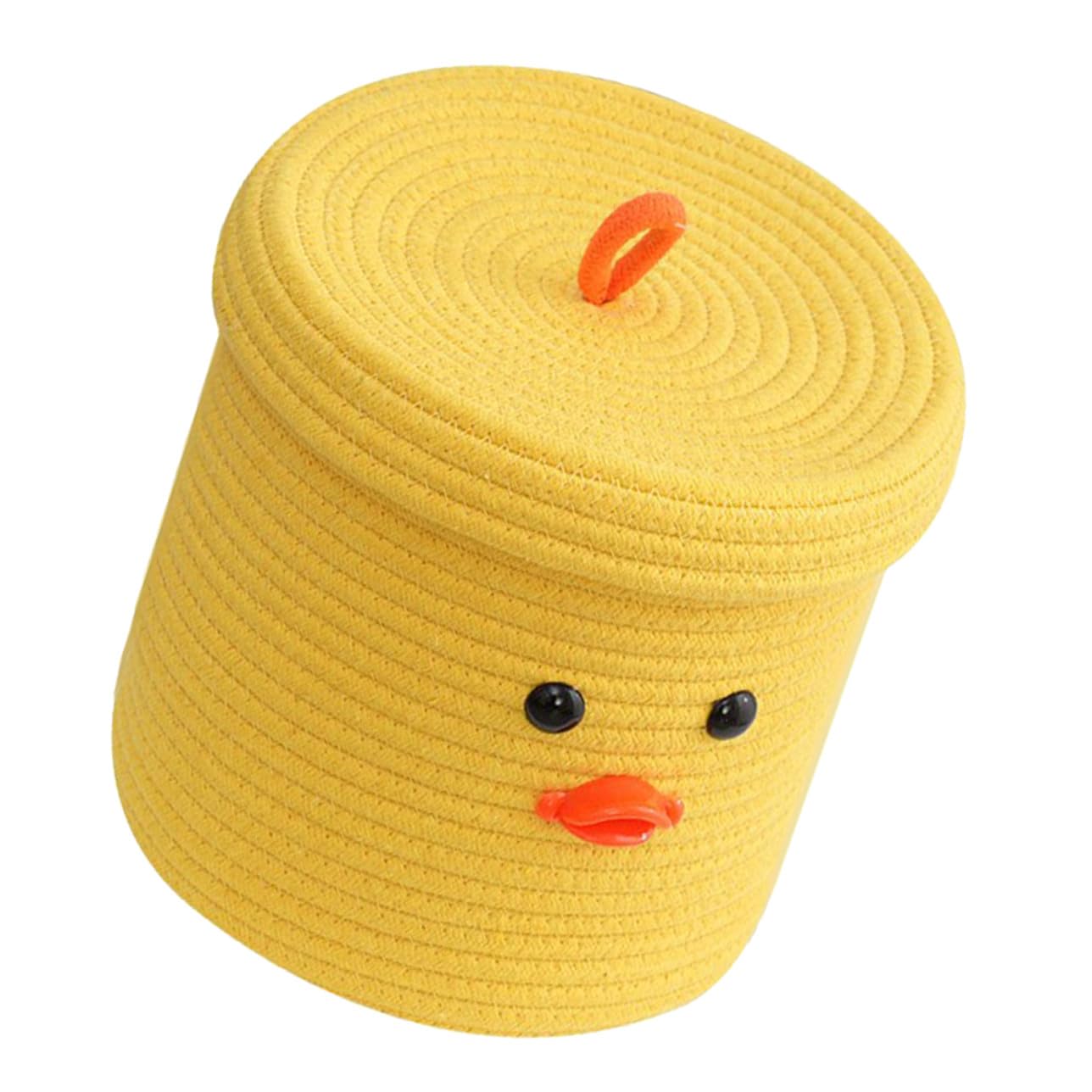 Panier de rangement pour jouets et bureau en coton jaune pour éliminer le désordre