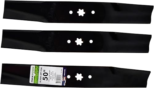 Miniatura 2 de MaxPower 561539 Juego de mantillo de 3 cuchillas para corte MTDCub CadetTroy Bilt de 50 pulgadas reemplaza 942-0623 negro