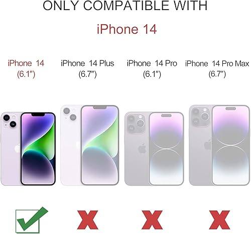 Miniatura 2 de KUDEX Funda cruzada para iPhone 14, funda protectora de cuero de lujo con correa de cordón extraíble, tarjetero con soporte para tarjeta de crédito