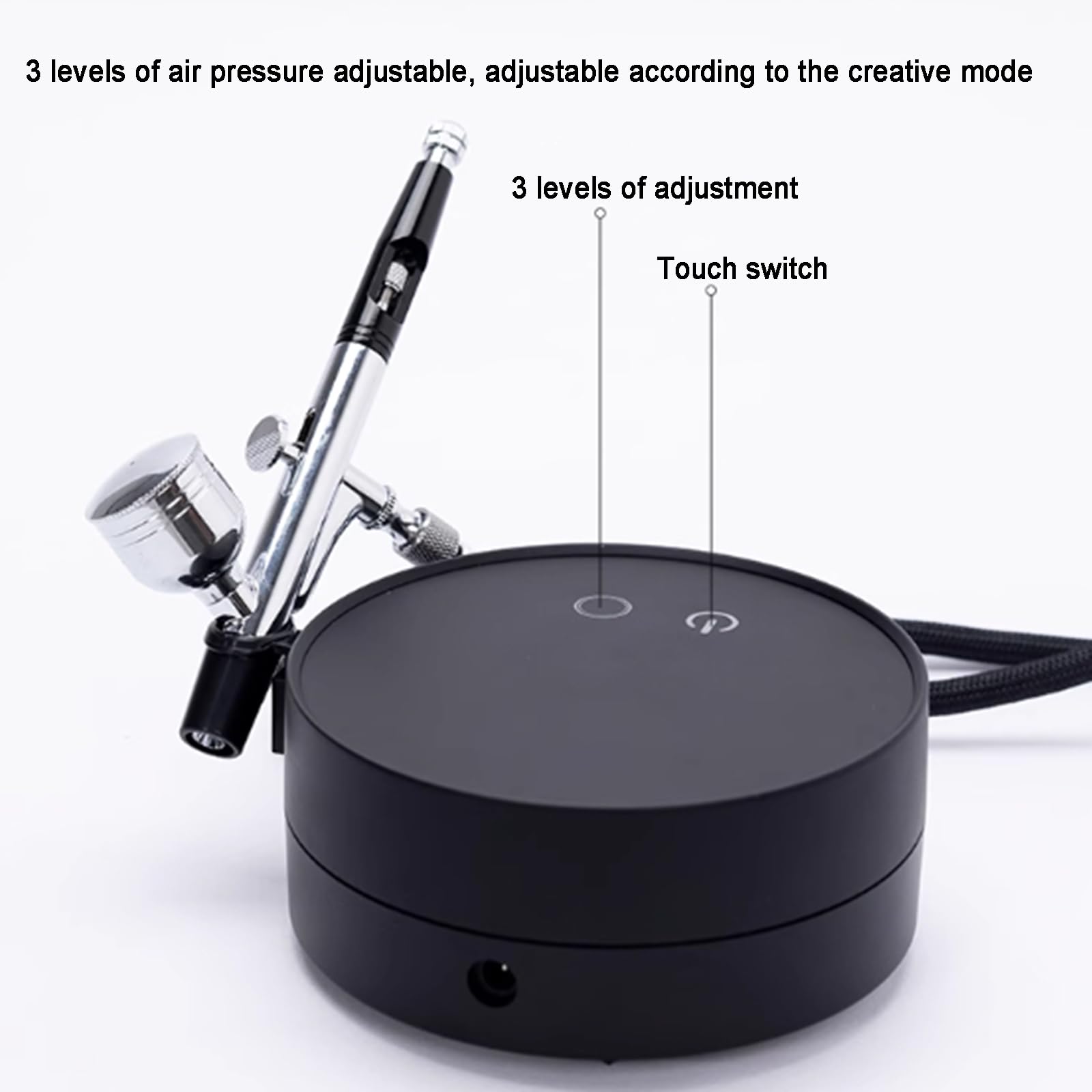 Kit compresseur aérographe double action avec buse de 0,5 mm et tasse de 7 ml, pression d'air réglable pour maquillage, décoration de gâteau, peinture de modélisme, tatouage