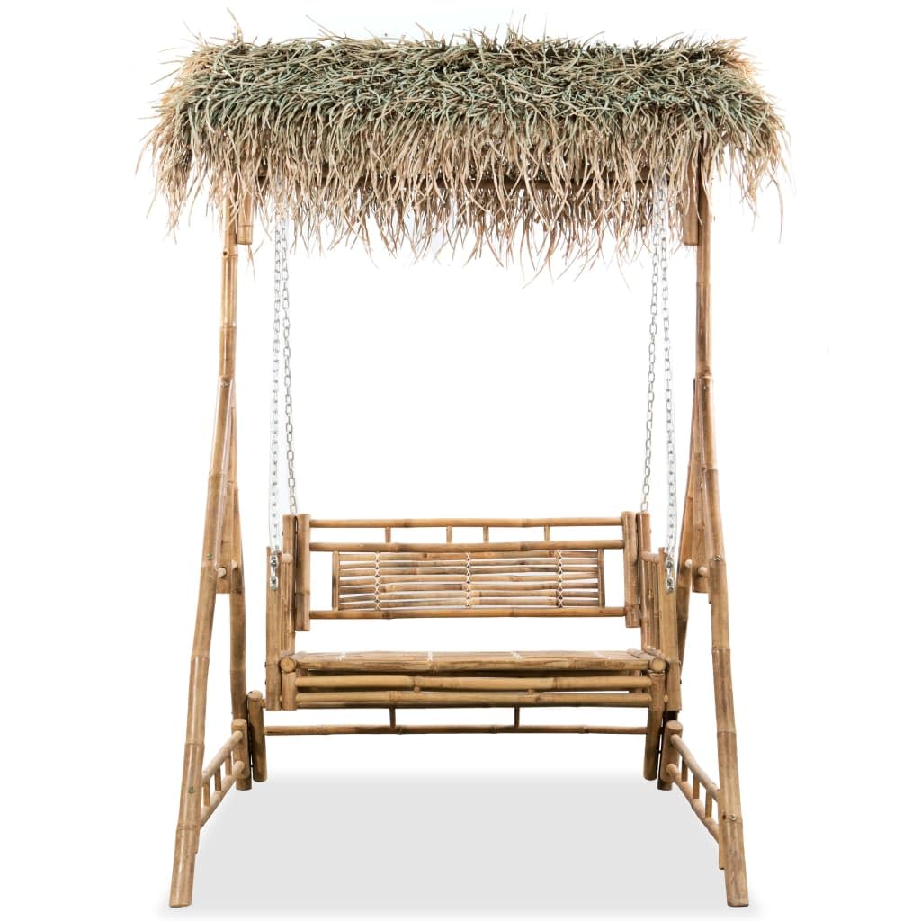 vidaXL Balancelle 2 Places avec Feuilles de Palmier Bambou 202 cm Balançoire