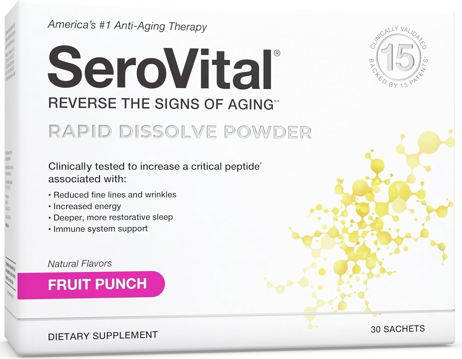 Serovital Rapid Dissolve Powder – Anti-Aging Supplement for Women, Skin Benefits, Energy and Better Sleep | 30 Day Supply – Fruit Punch