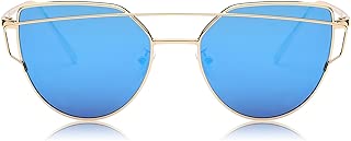 SOJOS Cat Eye Mirrored Flat Lenses Street Fashion Metal Frame Women Sunglasses SJ1001