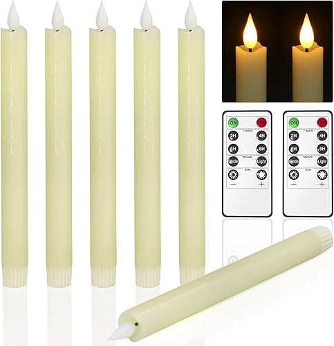Punasi Velas cónicas sin llama con temporizador remoto velas LED de 96 pulgadas que funcionan con pilas con llama parpadeante 3D velas de cera real