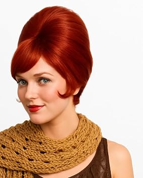 Auburn Beehive Costume Wig, Retro Sixties Bouffant for Adult Women | Enigma Costume Wigs, vintage updo hairstyle, breathable adjustable cap, themed party accessory, secure fit