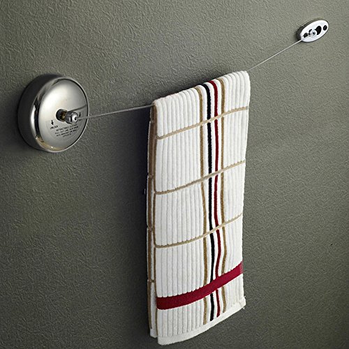 Little World Retractable Clothesline 304 Stainless Steel Durable With Heavy Duty Adjustable Rope Shower Clothes Line For Indoor And Outdoor (9.2Ft Steel String) #TOP7