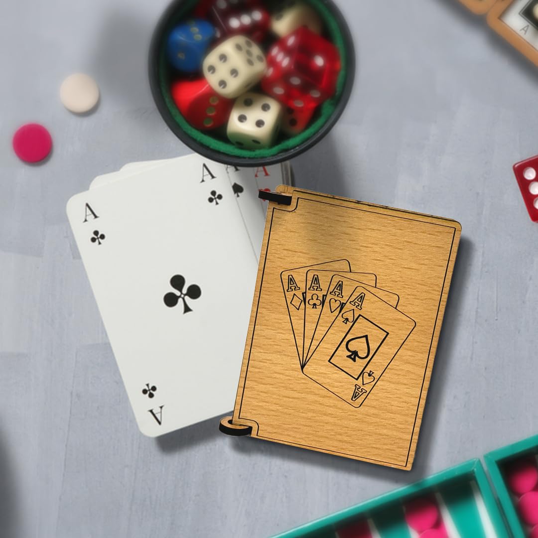 ALPHA NOVA CREATIONS Wooden Playing Card Holder Box – Handcrafted Storage with Royal Flush Design | Vintage Look, Personalized Gift for Poker Lovers, Gamers & Collectors 1