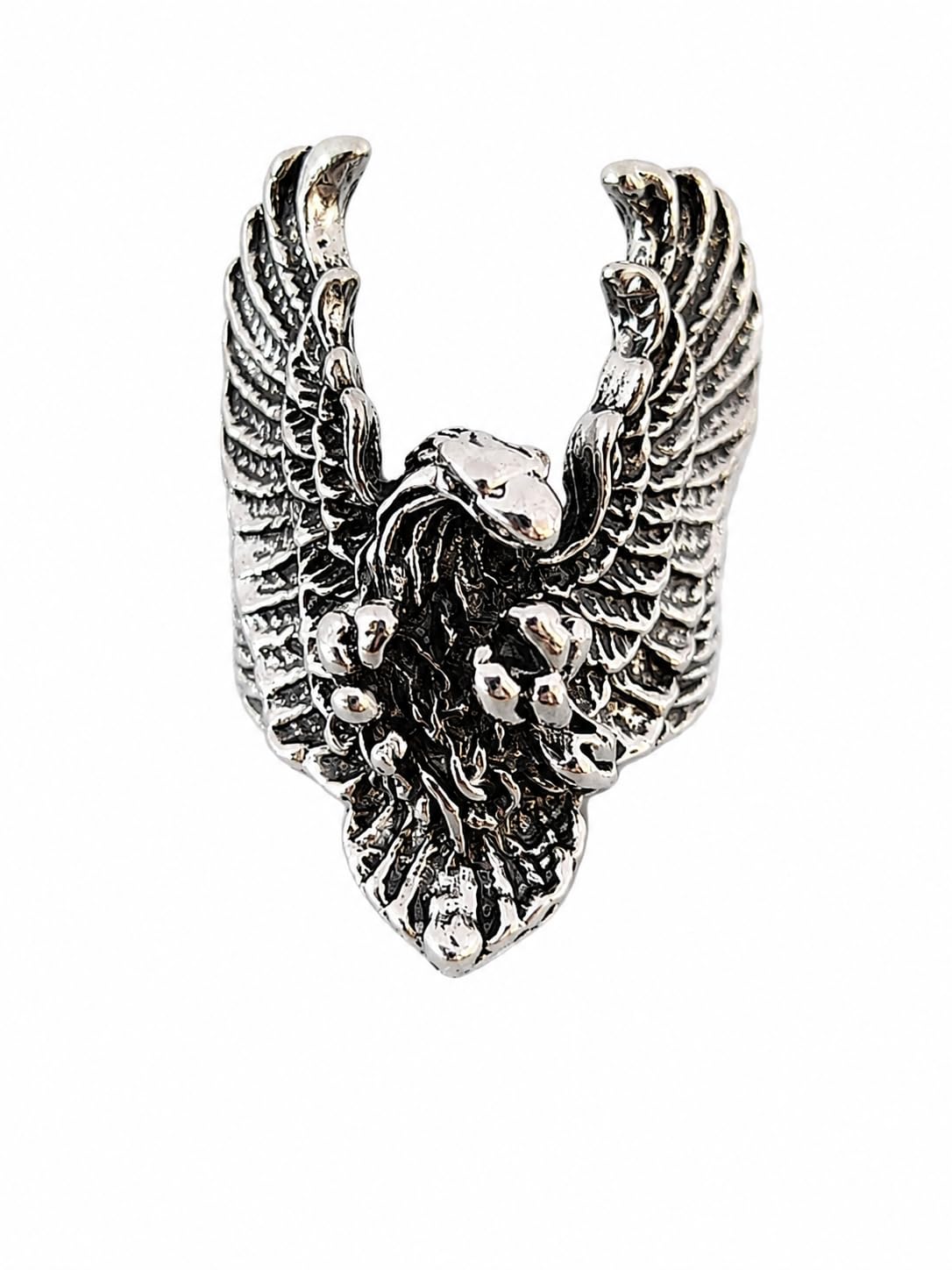 Silver Flying Eagle Ring for Men and Boys Retro Vintage Silver Plated Stainless Steel Hawk Ring-picture-52