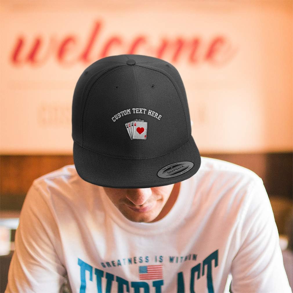Custom Snapback Baseball Cap Game Poker Cards As Logo Embroidery Design Acrylic