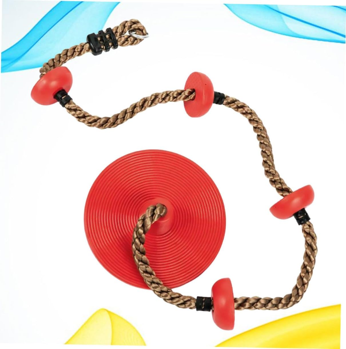 Swing Large Round Disc Swing for Boys Indoor Outdoor Recreation Strong Load-Bearing Metal Cord and Plastic Red Saucer for Backyard Play