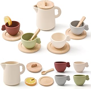 Sponsored You’re seeing this ad based on the product’s relevance to your search query.Learn more about this advertisement LTFIOON Children's Tableware Tea Set 13 Pieces Tea Service Children Silicone Wooden Children's Kitchen Accessories Tea Party Play Kitchen Role Play Doll Tableware Gift for Children Girls Boys from 3