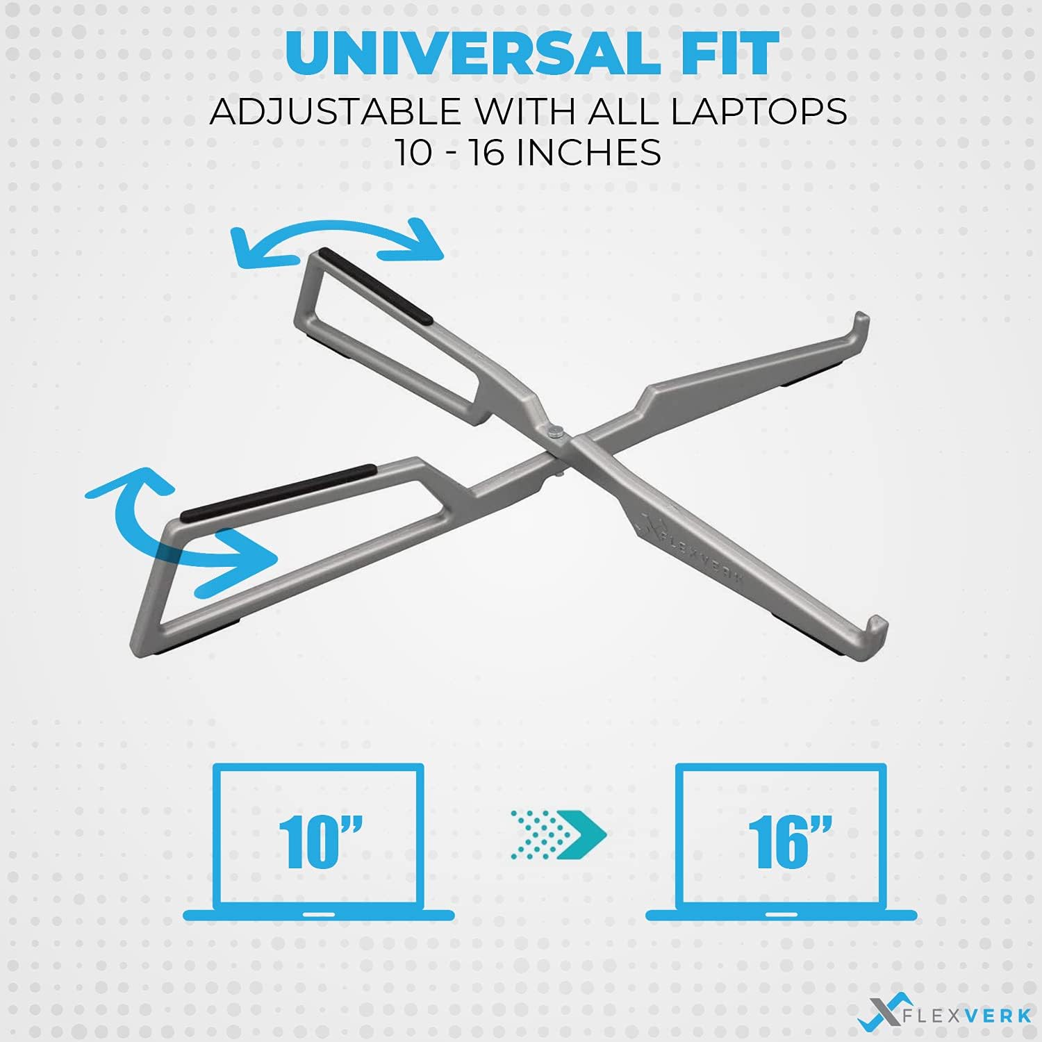 FlexVerk Portable Laptop Riser Stand- Lightweight & Adjustable Computer Holder, Ergonomic, Foldable - Compatible with Apple MacBook Pro & Air, HP, Dell, Tablet & More 10" - 16" Notebooks (Silver) : Electronics