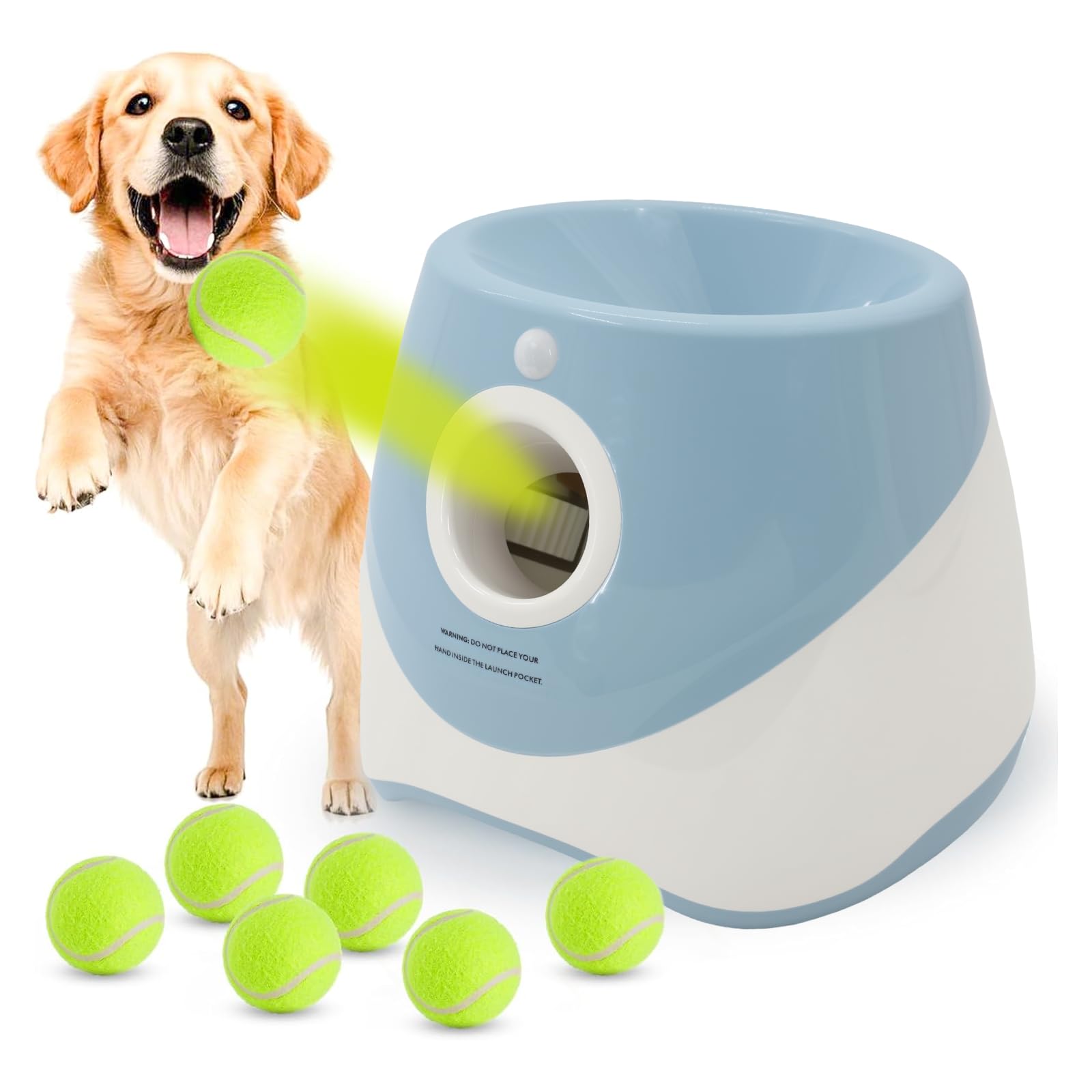 Machine à lancer de balles pour chien avec 6 balles de tennis, jouet électrique interactif pour petits chiens, pour l'intérieur et l'extérieur