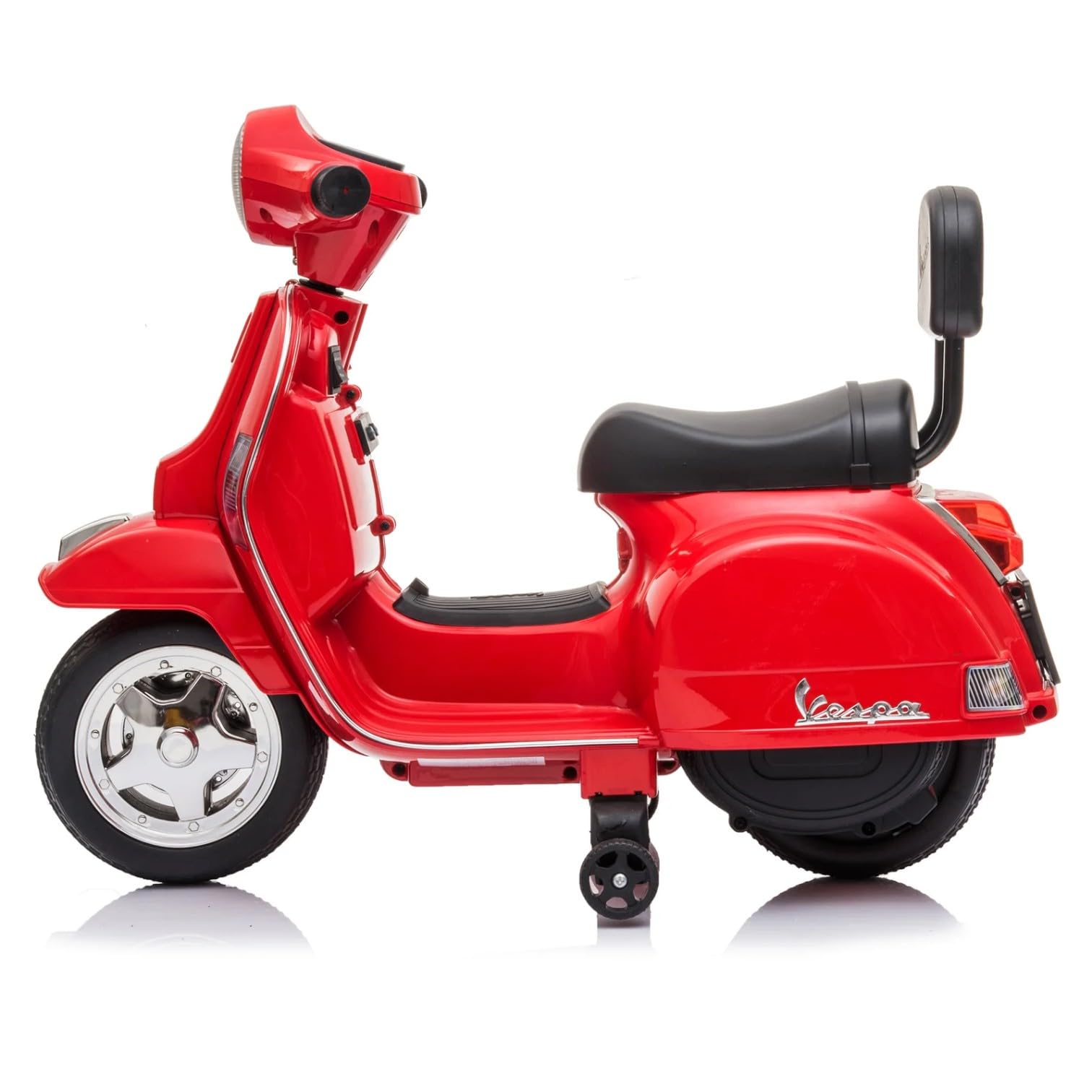 Vespa Elettrica per Bambini - Sicura e Divertente, Motocicletta Giocattolo con Acceleratore a Pedale, Luci e Suoni, Batteria Ricaricabile 6V e Caricabatteria Incluso, Funzione Avanti/Indietro (Rosso)