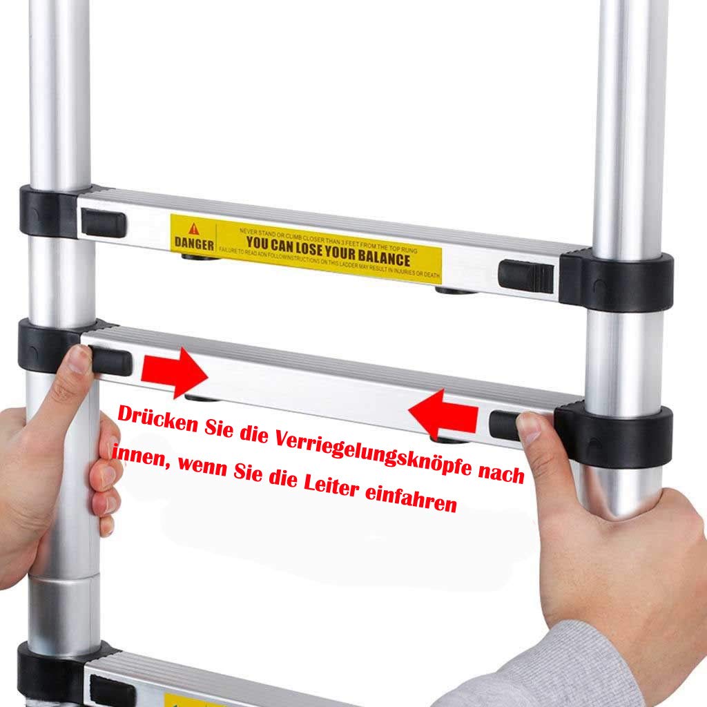 Robuste 2,5 M + 2,5 M A-Frame Teleskop Leiterverlängerung Aluminium Leiter Teleskop Klapp Trittleiter für Mehrzweck-Sicherheitsstandard EN131 150kgs/330lbs Kapazität