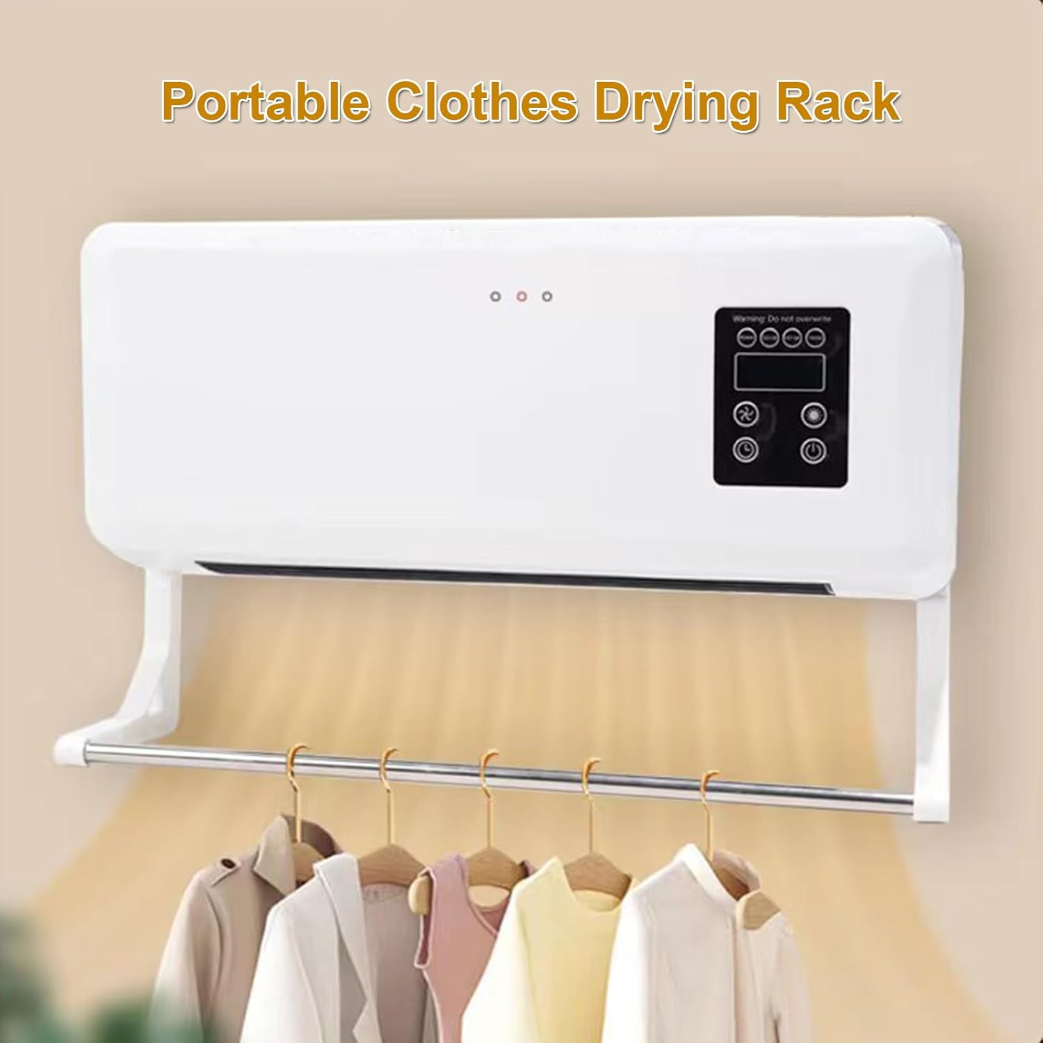 Enchantia Wall Mounted Air Conditioner, Wall-Mounted Desktop 2 in 1 Ductless Wall Air Conditioner with Clothes Drying Rod, 2000W Intelligent Constant Temperature Indoor Heater for Bedroom Living Room,