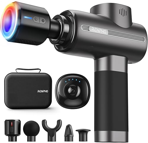 RENPHO Pistola de masaje Thermacool activa para tejido profundo, terapia de masaje de espalda con estuche de transporte, aprobado por la FSA,