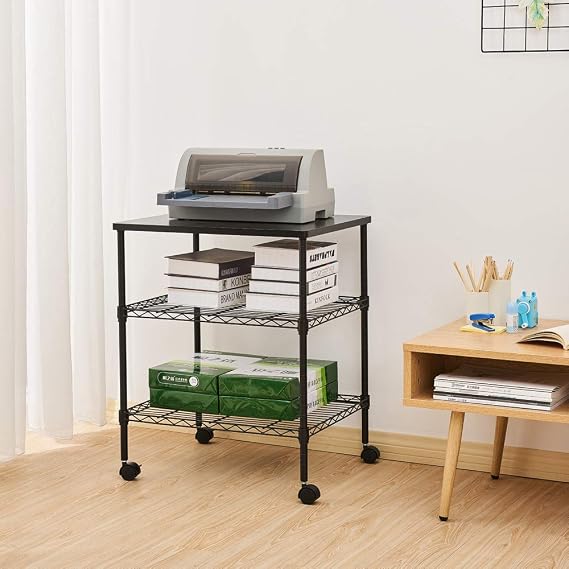 Premium 3 Tier Rolling Printer Cart with Wheels