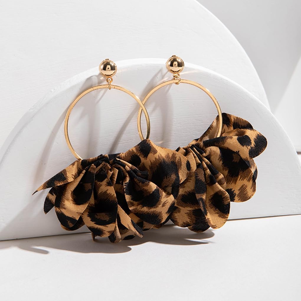 Charm Leopard Earrings for Women Chunky Brown Statement Leopard Print Drop Earrings Cheetah Dangle Earring Exaggerated Everyday Jewelry Gift - Image 4