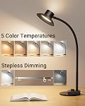 Desk Lamp,Eye-Caring Dimmable Bedside lamp with Dual USB Charging Port, 5 Light Modes & Stepless Dimming, 1400LM Desk Light with Flexible Neck for Home, Office, Bedroom, Reading, Work, Study,12V 2A