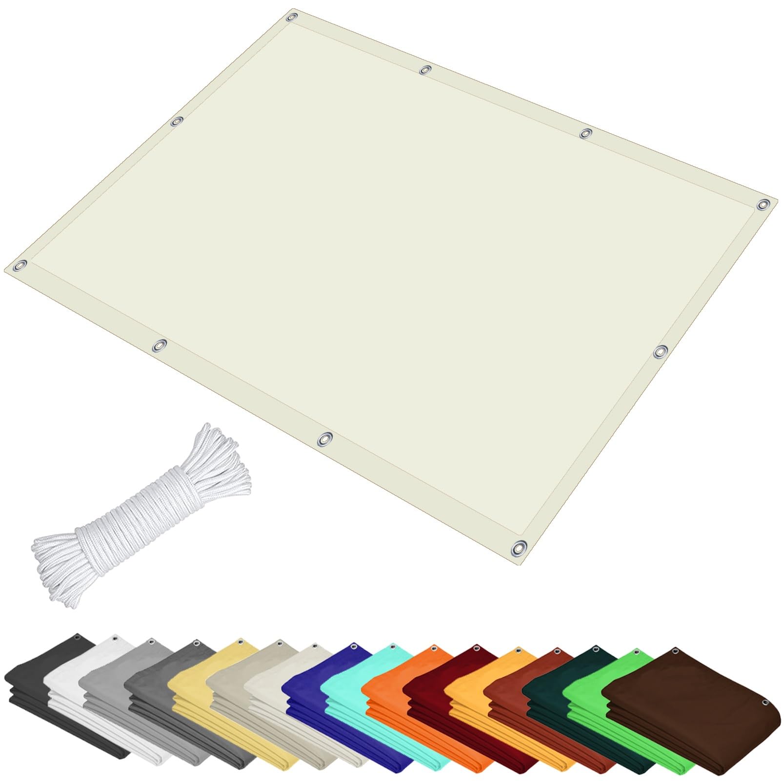 GLDYTVF Waterproof Sun Shade Sail 6.6 x 7.2ft Rectangle UV Proof Right Angle Outdoor Canopy for Garden Patio Lawn Ivory