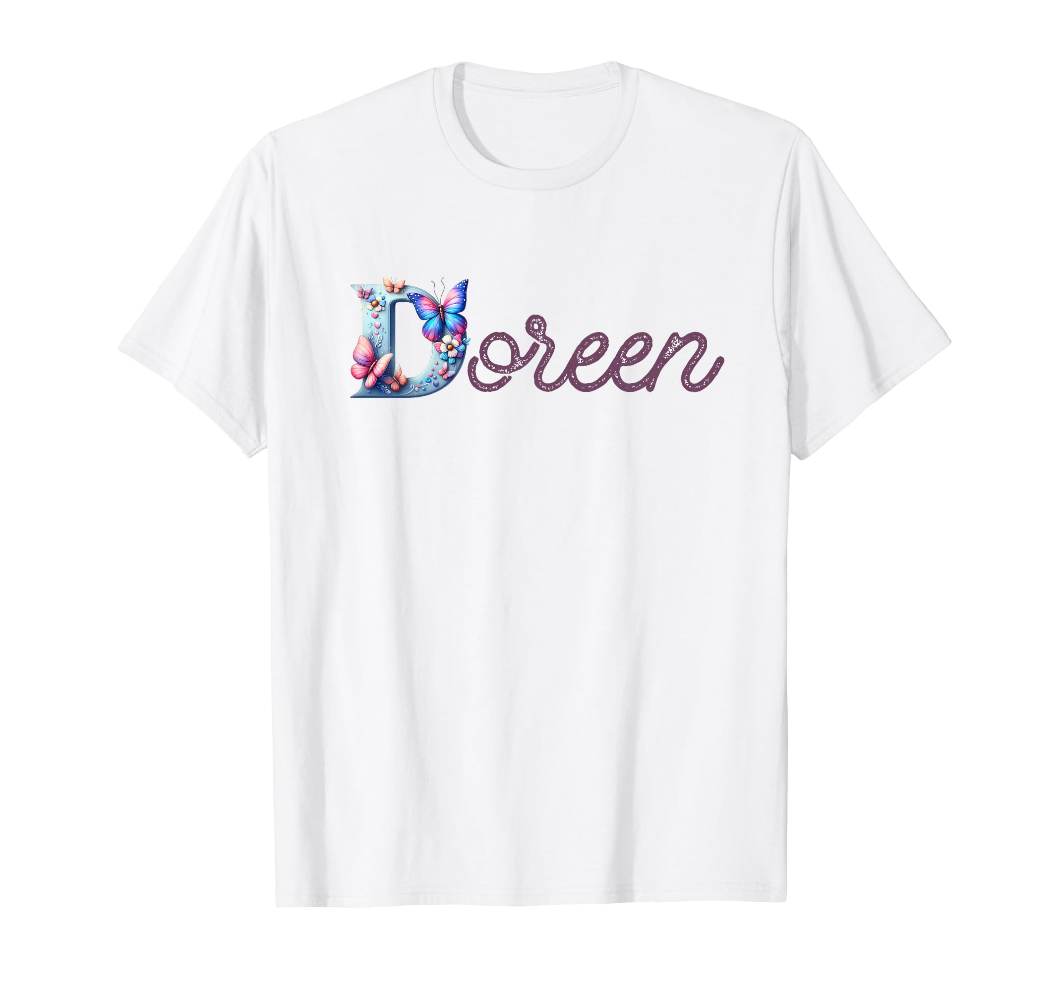 Spring Butterfly Doreen Girly Name InitalDoreen Name Initial Floral Garden Name T-Shirt