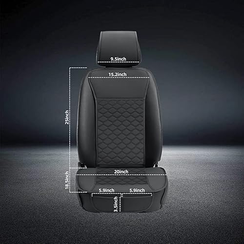 Elantrip 2Pcs Front Car Seat Covers Leather Car Seat Protector Waterproof Anti-Slip Padded Seat Protector For Front Seats 1 Pair Fits Most Car Black #TOP5