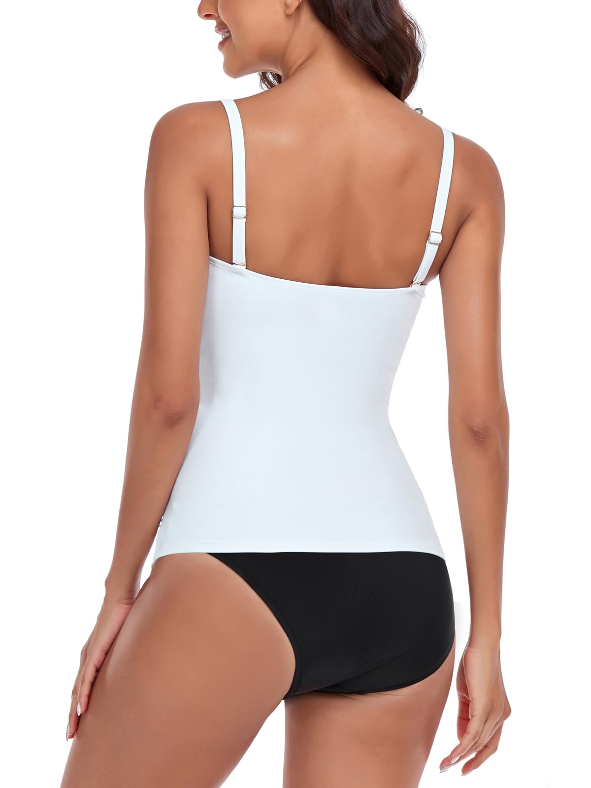 RELLECIGA Tankini froncé pour femme - Contrôle du ventre - Maillot de bain deux pièces - Tankini bandeau avec bas de maillot de bain coquin