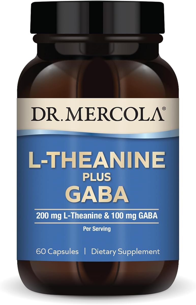 Dr. Mercola L-Theanine Plus GABA, 60 Capsules, Non-GMO, Gluten Free, Soy Free