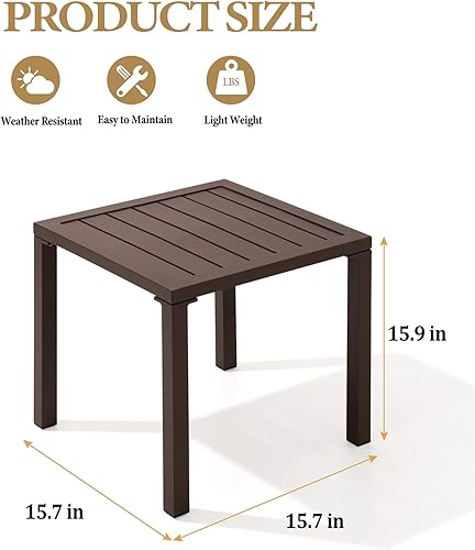 Miniatura 3 de Crestlive Products Juego de 2 mesas auxiliares de aluminio para exteriores, mesa auxiliar para silla de piscina, resistente a la intemperie, mesa