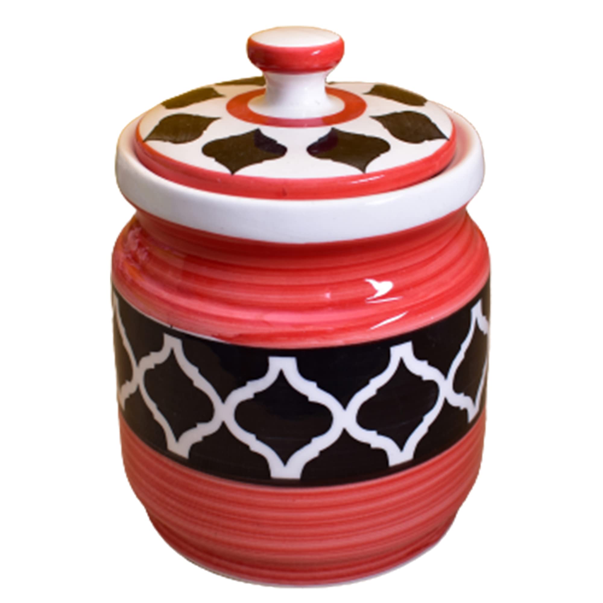 KunharCeramic Multipurpose Jar - 1000 Ml, 1 Piece, Red Black