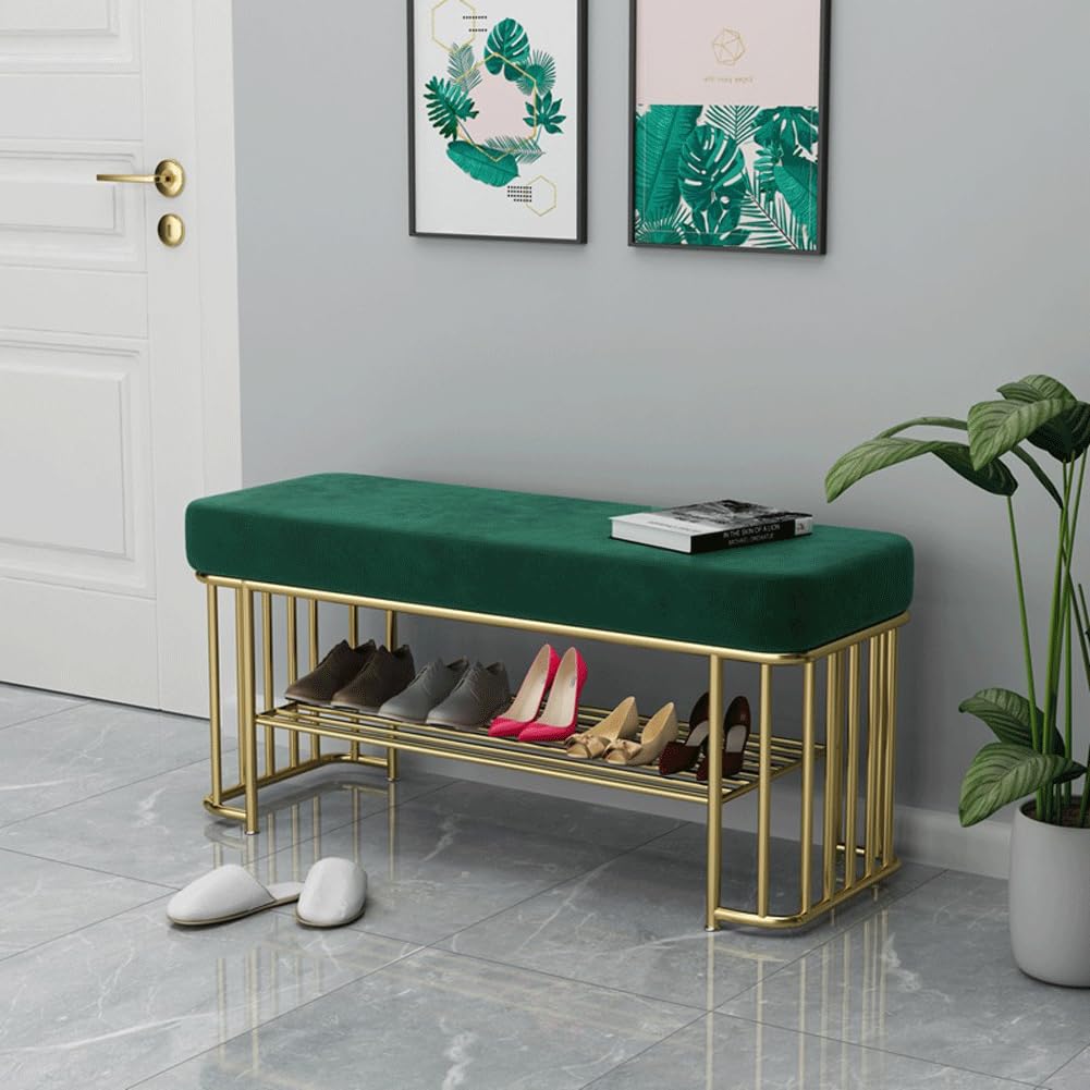 Étagère à chaussures métal avec banc pour ranger l'entrée et s'asseoir confortablement