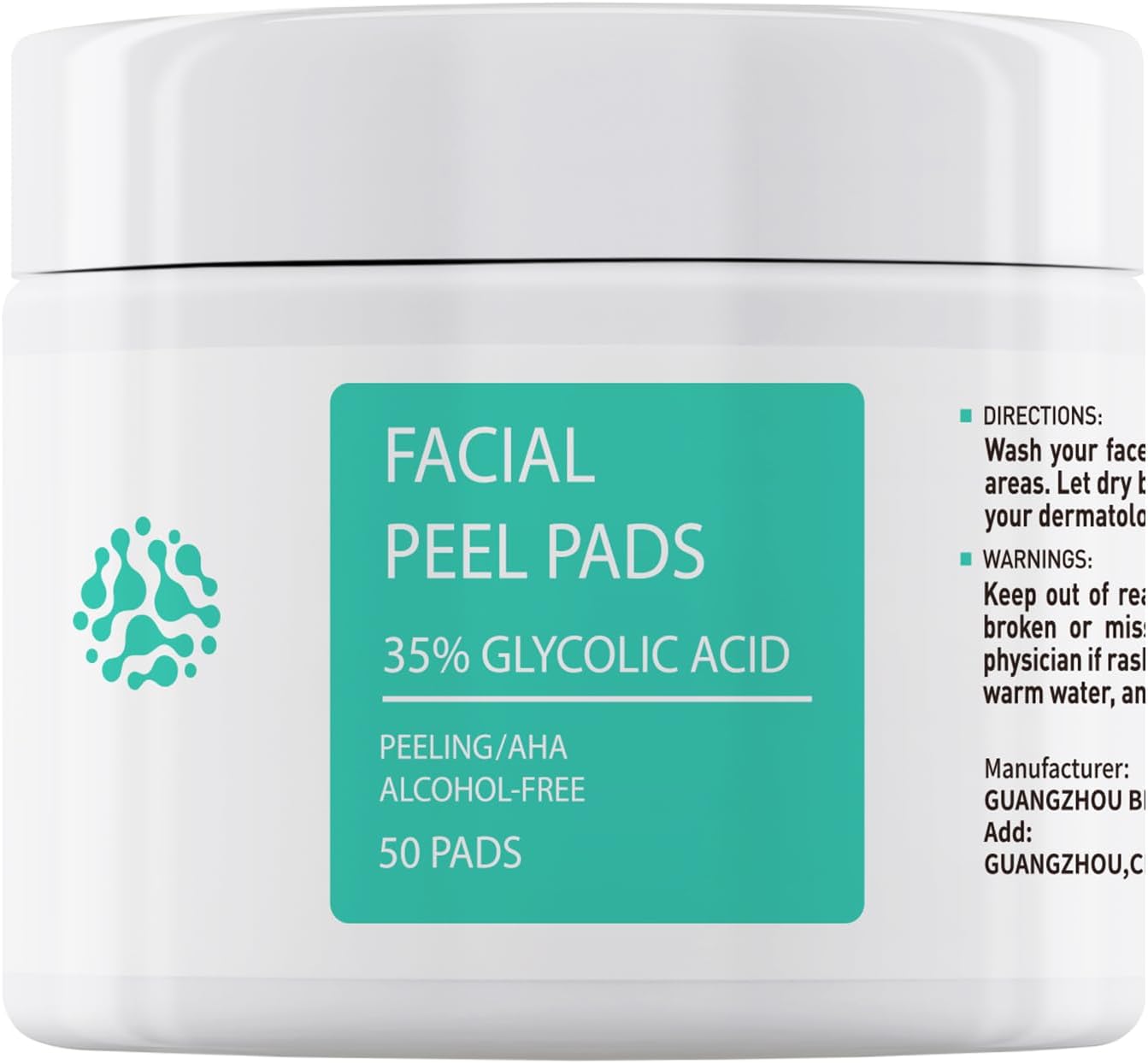 Glycolic Acid 35% Toner Pads AHA Facial Resurfacing Exfoliate Salicylic Acid Exfoliating Face Wipes Chemical Peel Exfoliant Peeling Glycolic Peel Pad for Wrinkles Acne Blemish 50 Pads