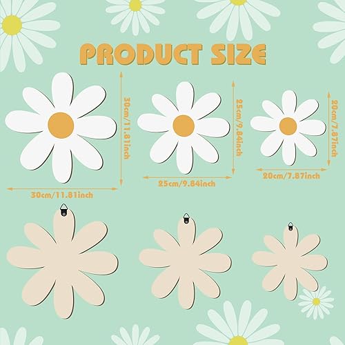 Miniatura 2 de Thyle 6 piezas de decoración de pared de margaritas de madera con margaritas artísticas y flores, letreros de pared, placa colgante para el hogar,