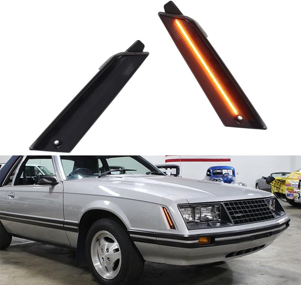 For 1979 1980 1981 1982 1983 1984 1985 1986 Ford Mustang side Bumper marker turn Signal light housings Smoked Lens D9ZZ-15201-L,D9ZZ-15201-R