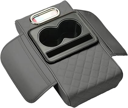 Car Center Console Cover for Mercedes Benz W117 CLA 200 220 250 260 45 AMG 2013-2018, Leather Armrest Cushion Protector Pad with Tissue Box Holder Storage Pockets Cup Holder Phone Slot