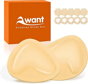 Awant Newest Ultra Boost Inserts Double-Sided Adhesive Pads Sticky Bikini Padding Inserts for Sports Bra Swimsuit Beige