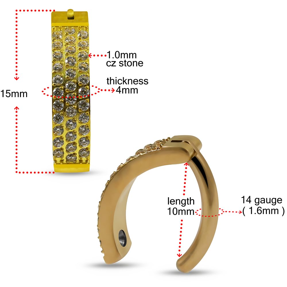 Bauchnabelpiercing aus Titan mit dreireihigem Zirkonia, umgekehrt, gebogen, 14 Gauge, Bauchnabelschmuck, Titan-Bauchnabelringe