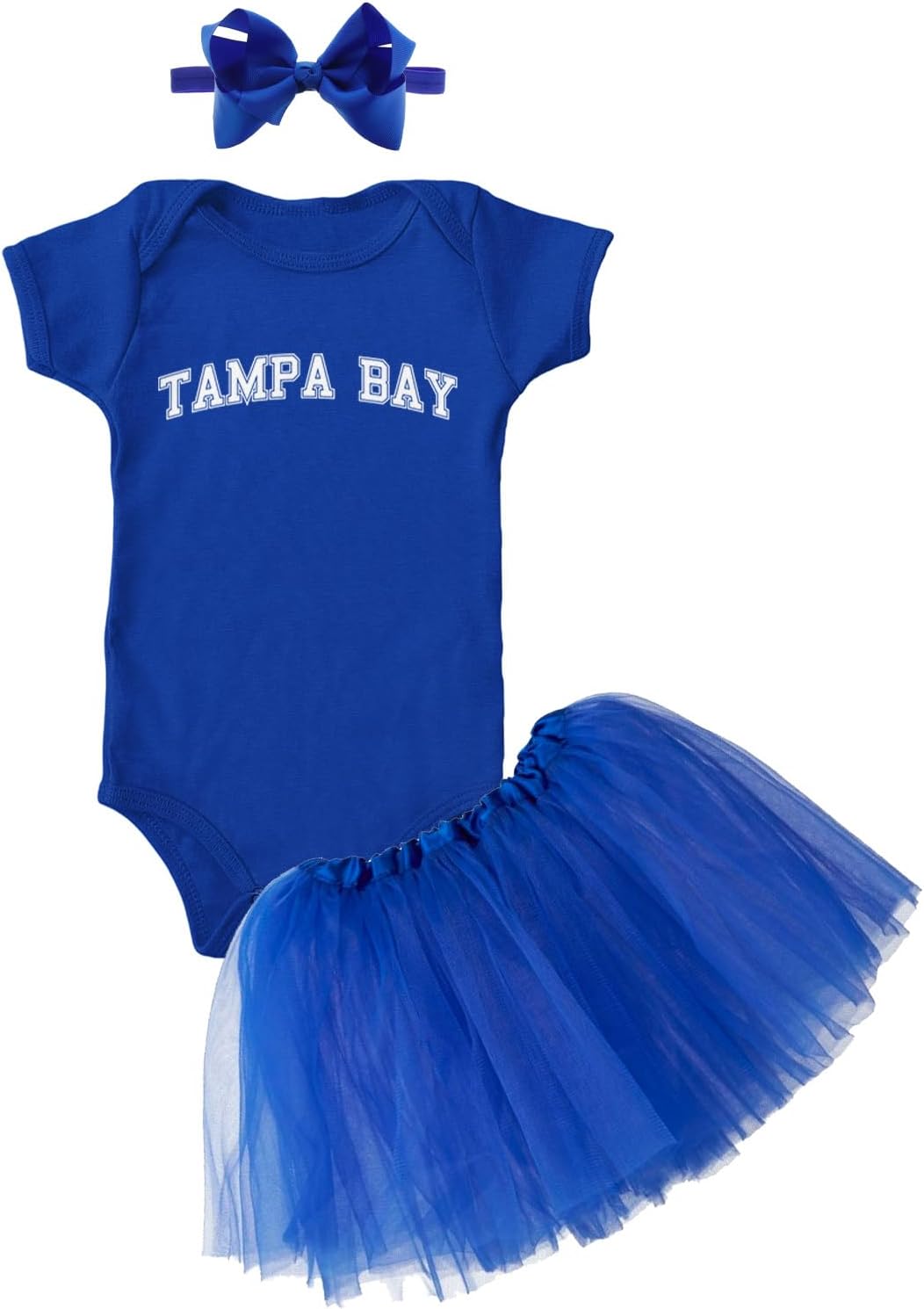 Haase Unlimited Tampa Bay - State Proud Strong Pride Sports Baby Bodysuit + Tutu Skirt + Bow Headband Set