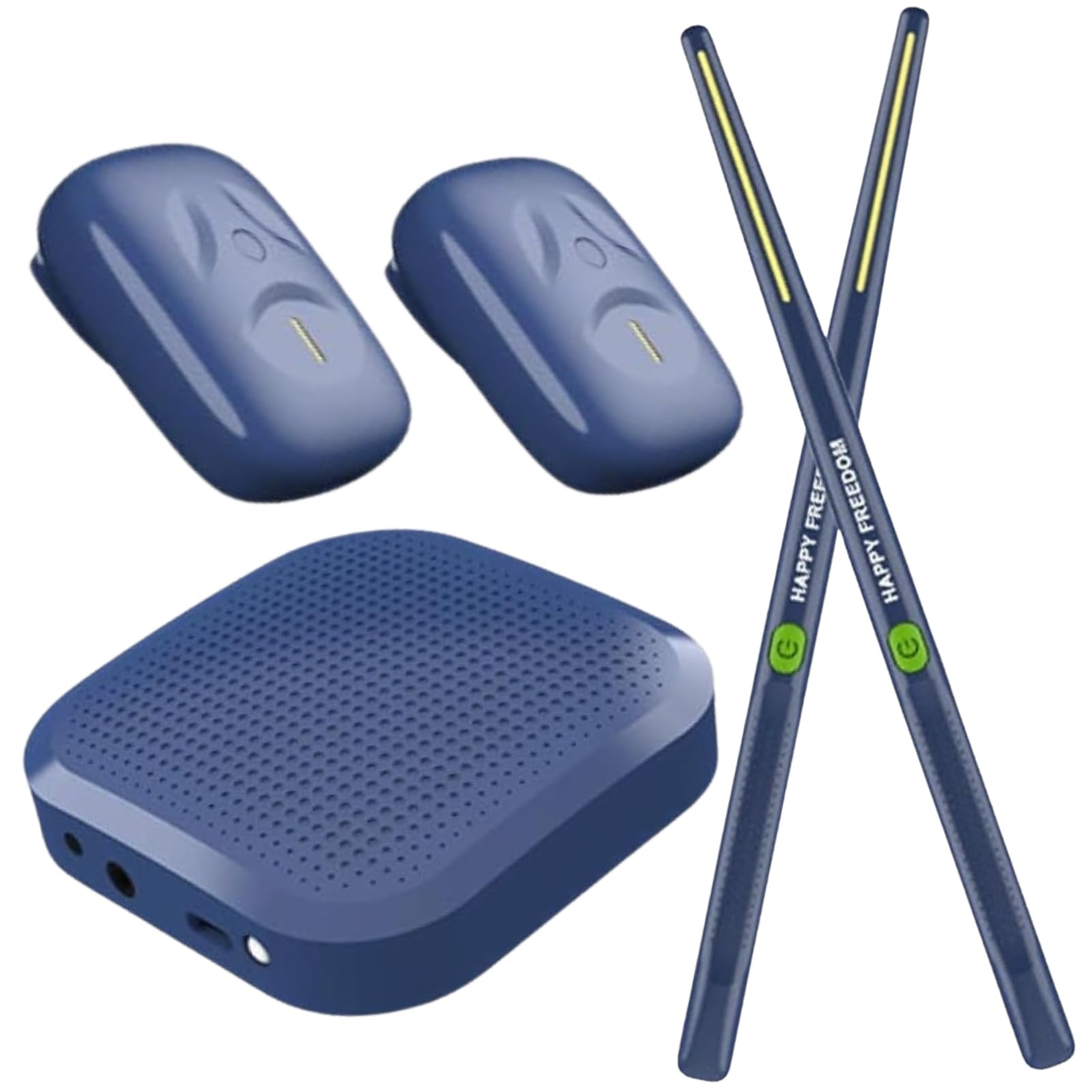 Hanzete - Bacchette elettroniche per batteria ad aria con 2 pedali, altoparlante 16D, scheda audio DSP a basso ritardo, portatile, per principianti, adulti, batteristi, studenti professionisti