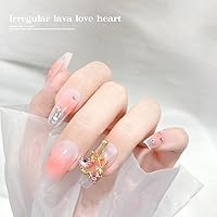 Vista 6 de 16 piezas de diamantes de imitación de aleación 3D de corazón para uñas acrílicas, gotas de lava en forma de corazón, gemas de arte de uñas