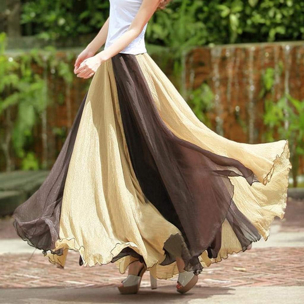 Chiffon Bohemian Matching Women Flowing Fashion Skirt Color Skirt Skirt Skirt Long (Coffee, One Size) : Clothing, Shoes & Jewelry
