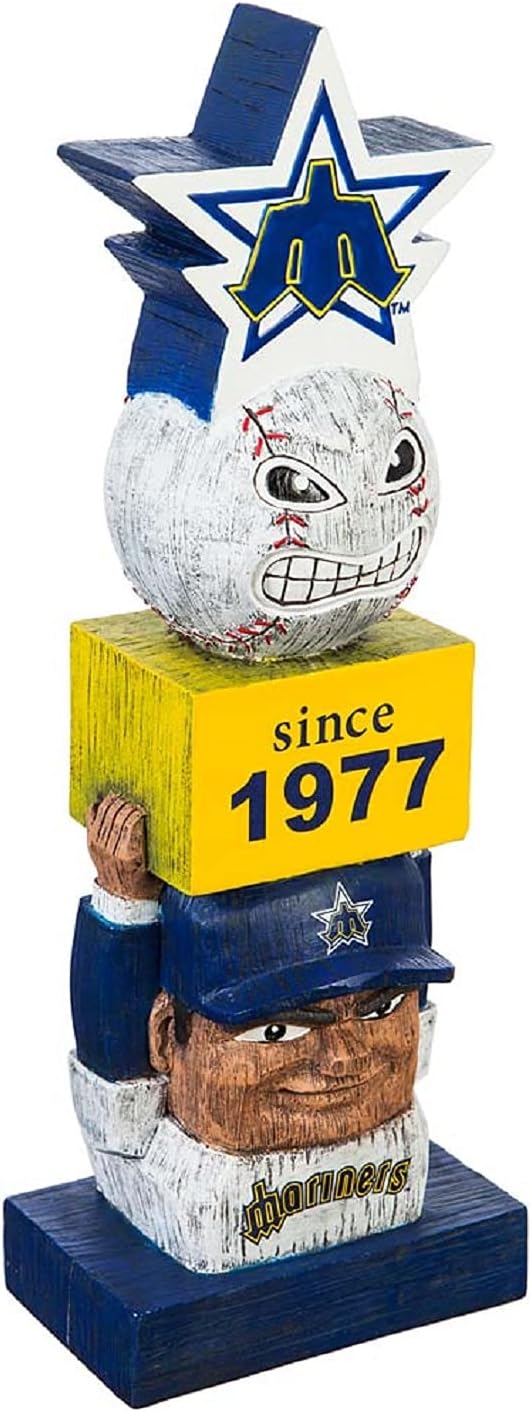 Pro Specialties Group Tiki Totem Pole Vintage Design Compatible with Seattle Mariners 16" Garden Statue Outdoor Home Figurine Decoration Baseball