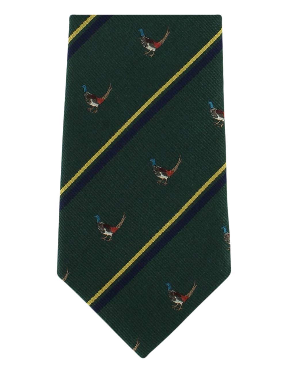Michelsons Of London Men's Green Pheasant Silk Tie