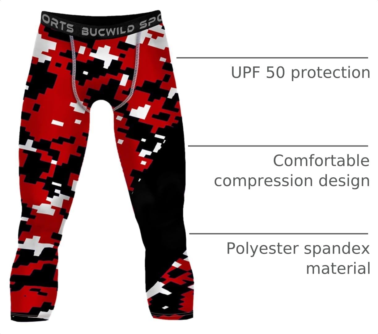Bucwild Sports Compression Pants | Tights Leggings for Basketball, Football, Cycling & Baselayer