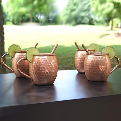 Miniatura 2 de BOLD & DIVINE Authentic Moscow Mule Coper Mugs | Set of 4-100% Pure Coper Mugs 16 oz - Premium Moscow Mule Copper Cups Set of 4 - Solid Copper Cups