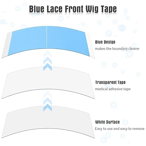Miniatura 5 de Maitys 120 piezas de cinta frontal de encaje para peluca, adhesivo de doble cara, impermeable, en forma de C, para pelucas largas y cortas, sin